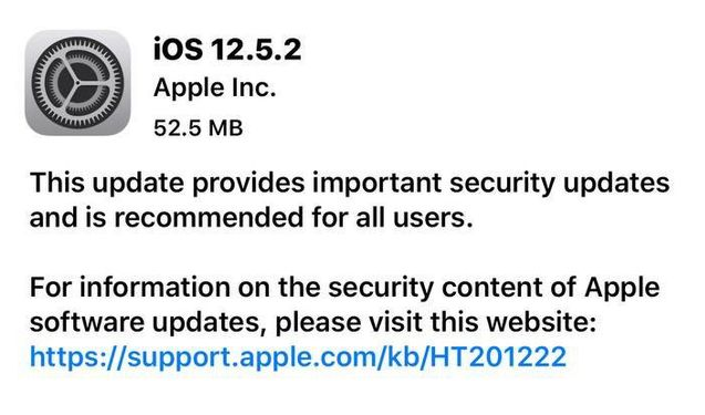 丰县苹果手机维修分享iOS12.5.2发布，建议所有老苹果用户安装 